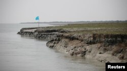 FILE - View of the island of Bhasan Char in the Bay of Bengal, Bangladesh, Feb. 14, 2018. 