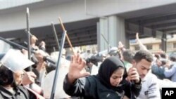 Des manifestants egyptiens.