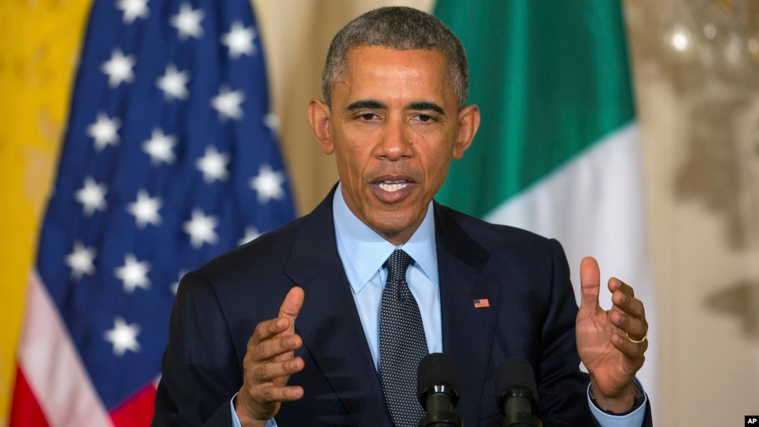 Presiden Barack Obama membela rencana perluasan perdagangan AS di seluruh dunia, Jumat (17/4).