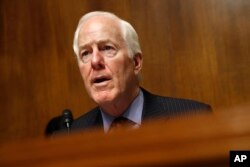 Senate Majority Whip Sen. John Cornyn, R-Texas, Chair of the Senate Judiciary Border Security and Immigration Subcommittee, speaks during a hearing about the border, May 8, 2019, on Capitol Hill.