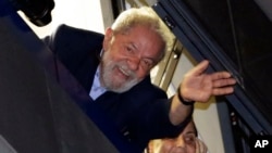 FILE - Brazil's former President Luiz Inacio Lula da Silva waves to supporters, in Sao Bernardo do Campo, Brazil, April 5, 2018.