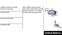 유엔 안보리 대북제재위원회가 국제 구호단체 '핸디캡 인터내셔널'의 대북 지원을 승인한 품목 중 고가의 청력 측정 장비들.