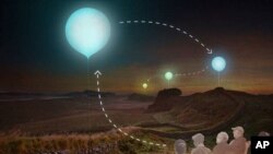 An early artistic rendering of an installation piece by the artist's collective "YesYesNo" at Hadrian's Wall in England. It is one American contribution to this summer's London 2012 Festival. 