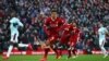 Salah, Firmino et Mané jubilent en course après la victoire 4-1 de leur équipe, le Liverpool, contre West Ham en Premier League, 24 février 2018. (Twitter/ UEFA Champions League‏ )