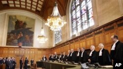 Judges of the International Court of Justice in The Hague, The Netherlands. (file photo)