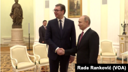 Predsednik Srbije Aleksandar Vučić i predsednik Ruske federacije Vladimir Putin, Foto: Video grab