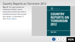 미국 국무부는 30일 웹사이트에 ‘2012 테러보고서’를 공개했다. 북한은 5년째 테러지원국 명단에서 제외됐다.