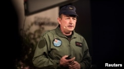 FILE - Peter Madsen, Danish inventor and engineer, talks about entrepreneurship during Danish Business Day in Copenhagen, Denmark, May 9, 2017.