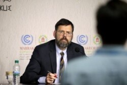 FILE - Jonathan Pershing, deputy U.S. climate change envoy, speaks at the U.N. World Climate Change Conference 2016 (COP22) in Marrakech, Morocco, Nov. 14, 2016.