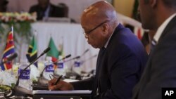 South African President Jacob Zuma is seen at the Southern African Development Community (SADC) meeting in Harare, April, 29, 2015.