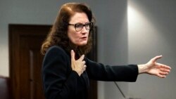 Prosecutor Linda Dunikoski presents a closing argument to the jury during the trial of Travis McMichael, his father, Gregory McMichael, and William "Roddie" Bryan, at the Glynn County Courthouse, Nov. 22, 2021, in Brunswick, Ga.