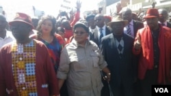 FILE: MDC-T leader Morgan Tsvangirai and his wife Elizaberth, Zimbabwe People First leader Joice Mujuru, ZimFirst's Didymus Mutasa, Nelson Chamisa of MDC-T