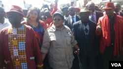 FILE: MDC-T leader Morgan Tsvangirai and his wife Elizaberth, Zimbabwe People First leader Joice Mujuru, ZimFirst's Didymus Mutasa, Nelson Chamisa of MDC-T