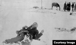 Iconic photo of Minneconjou Lakota leader Si Tanka (Spotted Elk, nicknamed by cavalry "Big Foot") frozen in the snow following the 1890 massacre at Wounded Knee. , one of