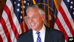 Jon Huntsman Jr., the new U.S. ambassador to Russia, is pictured at a ceremonial swearing-in event, Oct. 7, 2017, in Salt Lake City. 