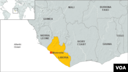 Map of Liberia, Africa