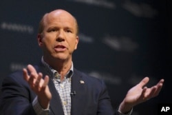 Democratic presidential candidate and former Rep. John Delaney, D-Md., speaks at the Heartland Forum held on the campus of Buena Vista University in Storm Lake, Iowa, March 30, 2019.