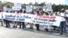 Members of Haiti’s national police force protest to demand better work conditions, Nov 17, 2019, Port au Prince. (Photo: M. Vilme/VOA) 