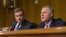 FILE - Senate Intelligence Committee Chairman. Sen. Richard Burr, R-N.C., right, joined by Vice Chairman Sen. Mark Warner, D-Va., left, speaks at the Senate Intelligence Committee hearing on Capitol Hill in Washington, March 30, 2017. 