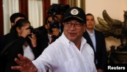 El presidente de Colombia, Gustavo Petro, en el Palacio de Miraflores en Caracas, el 9 de abril de 2024. 
