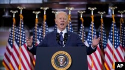 President Joe Biden delivers a speech on infrastructure spending, at Carpenters Pittsburgh Training Center, in Pittsburgh, Pennsylvania, March 31, 2021. 