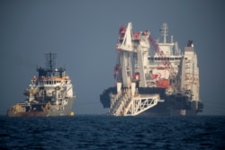 FILE - The Nord Stream 2 pipe-laying vessel Audacia is pictured off Ruegen island, Germany, Nov. 7, 2018.