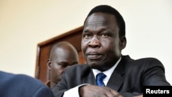 Thomas Kwoyelo, a commander in the Lord's Resistance Army, sits in the dock at the International Crimes Division court in Gulu, Uganda, on Oct. 25, 2024, where he was sentenced to 40 years in prison.