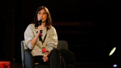 FILE - Italian journalist Cecilia Sala speaks at an event called "Chora Volume 1" in Milan, Italy, Feb. 16, 2024. (Chora Media/via Reuters)