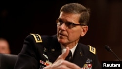 U.S. Army Gen. Joseph Votel, commander of the U.S. Central Command, testifies before the Senate Armed Services Committee on Capitol Hill in Washington, March 9, 2017. 