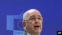 European Commissioner for Competition Joaquin Almunia speaks during a media conference at EU headquarters in Brussels, Belgium, Mar. 6, 2013.