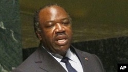 President of Gabon Ali Bongo Ondimba speaks in the U.N. General Assembly during high-level meetings on HIV/AIDS on Wednesday, June 8, 2011. 