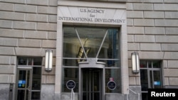 FILE - The USAID building sits closed to employees after a memo was issued advising agency personnel to work remotely, in Washington, Feb. 3, 2025. 