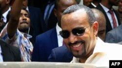 Ethiopia's Prime Minister Abiy Ahmed leaves after meeting with a delegation of the Forces for Freedom and Change in the Ethiopian Embassy in Khartoum, June 7, 2019.