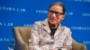 FILE - Supreme Court Justice Ruth Bader Ginsburg smiles as she takes questions from first-year students at Georgetown Law, Sept. 26, 2018, in Washington.