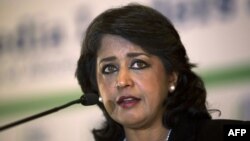 La Présidente mauricienne Ameenah Gurib-Fakim ouvre le Forum des Leaders Africains des Médias à Johannesburg, le 12 novembre 2015.