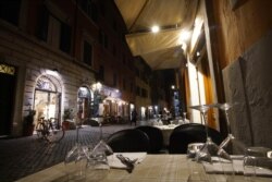 A restaurant in the Trastevere neighborhood in Rome, March 6, 2020. With the coronavirus emergency deepening in Europe, Italy risks falling back into recession as tourists are spooked from visiting its cultural treasures.