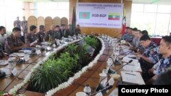Bangladesh and Myanmar border guards meeting.
