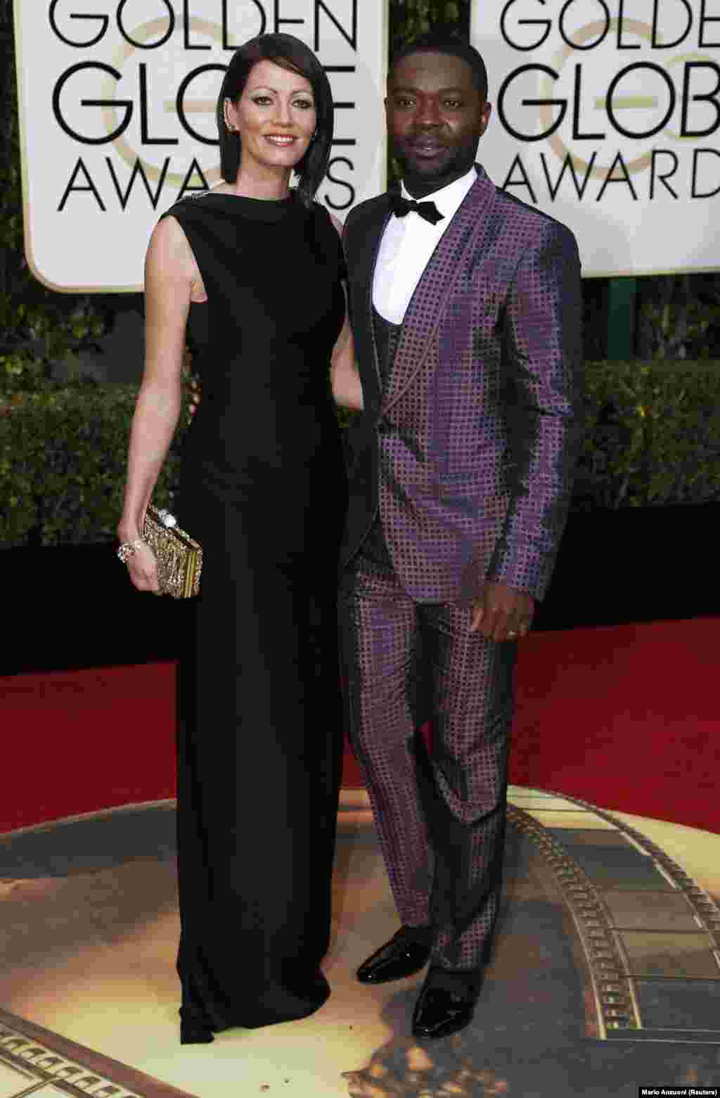 Actor David Oyelowo chega com a sua mulher, a actriz Jessica Oyelowo, aos Globos de Ouro