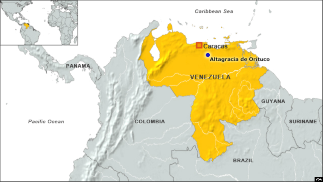 Letak kota Altagracia de Orituco di Venezuela.