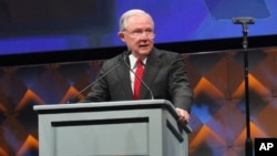 U.S. Attorney General Jeff Sessions speaks at the International Association of Chiefs of Police conference, Oct. 23, 2017, in Philadelphia.