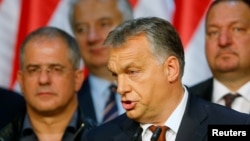 Hungarian Prime Minister Viktor Orban delivers a speech after the referendum on European Union's migrant quotas in Budapest, Hungary, Oct. 2, 2016.