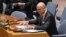 FILE - U.N. Special Envoy to Syria Staffan de Mistura delivers remarks at a Security Council meeting on the situation in Syria at the United Nations headquarters in New York, April 12, 2017.