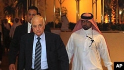 阿拉伯联盟秘书长阿拉比12月3日抵达阿拉伯协调委员会举行会议的场地