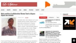 Capture d'écran du site de l’hebdomadaire privé malien «Le Sphinx» pour lequel a travaillé Birama Touré.