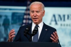 FILE - President Joe Biden speaks during an event in the South Court Auditorium on the White House complex in Washington, July 15, 2021.