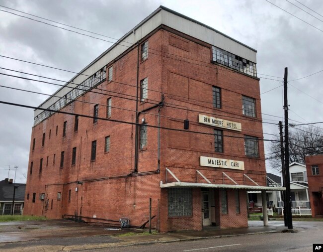 The old Ben Moore Hotel, once mentioned in the "Green Book" for black travelers, in Montgomery, Ala., Feb. 12, 2019. The movie "Green Book" has spurred interest in the real guidebook that helped black travelers navigate segregated America. The hotel, near Alabama's Capitol, is abandoned.