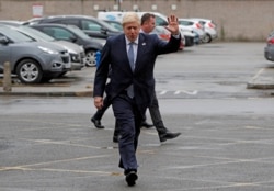 Britain's Prime Minister Boris Johnson visits Pilgrim Hospital in Boston, north east England, Aug. 5, 2019.