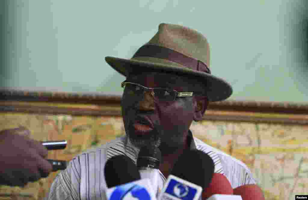 Somieari Isaac-Harry Jr, permanent secretary of Nigeria's Health Ministry in River State, addresses journalists during a break in the media briefing on updates regarding the ongoing national Ebola disease outbreak, at the Health Minister's office in Abuja