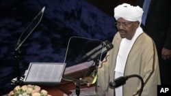 Incumbent President Omar al-Bashir, who was recently re-elected in a landslide that extended his 25-year-old rule, speaks after being sworn in at the Sudanese National Assembly in Khartoum, Sudan, June 2, 2015.