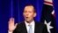 FILE - Australia's conservative leader Tony Abbott gestures as he claims victory in Australia's federal election during an election night function in Sydney, Sept. 7, 2013.